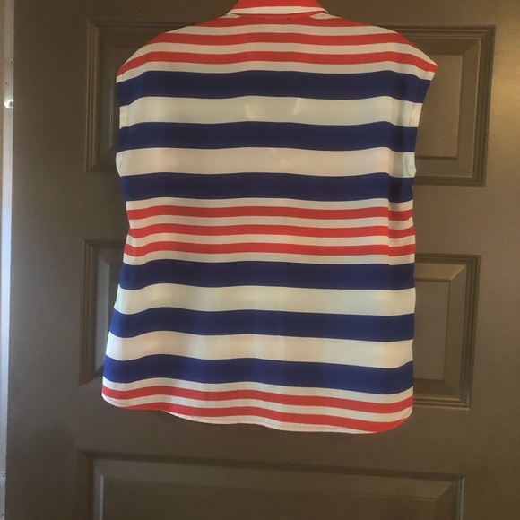 Red, white & blue silk sleeveless top - Picture 3 of 4